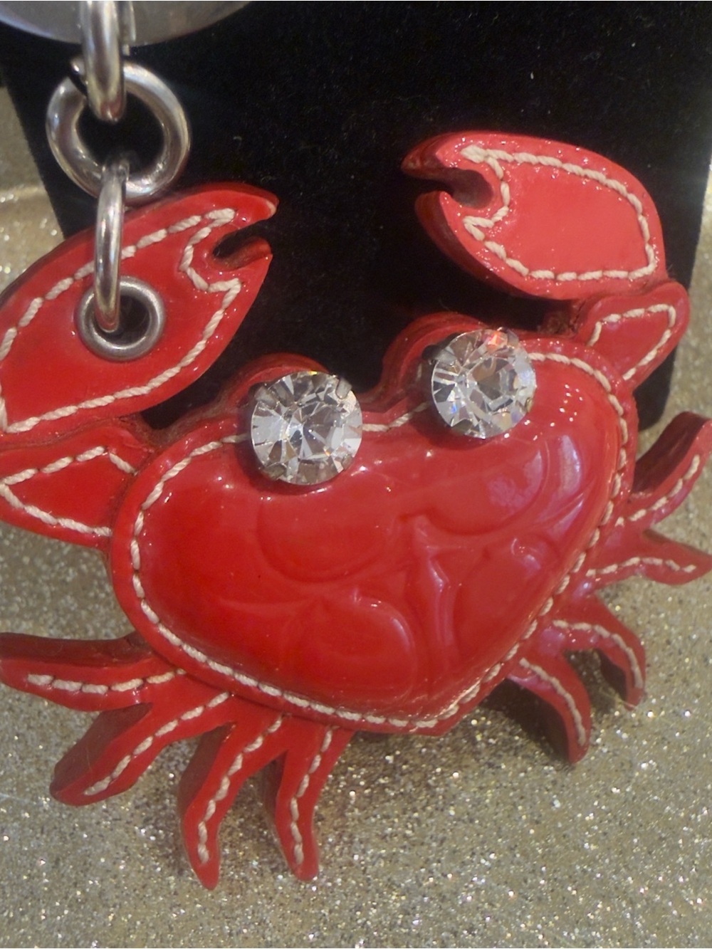 ❤️ Coach Limited Edition Red Crab Patent Leather Embossed Charm Key Ring - Rare! - Picture 5 of 15